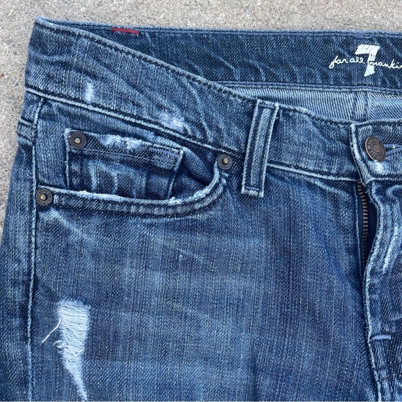 7 for ALL MANKIND Distressed Denim Bootcut Jeans Women's 28 Y2K inspired - Picture 5 of 13